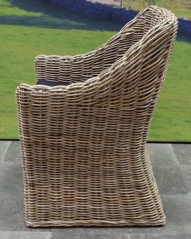 AVHCOLLECTIE KURSI LOUISE DINING TUINSTOEL NATUREL ROTAN  OLEFIN BLACK