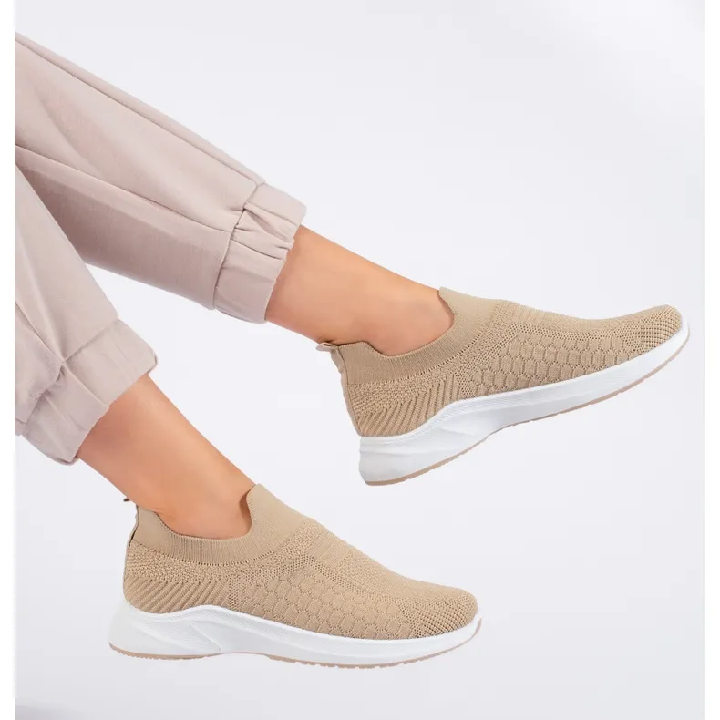 Beige textiel sportschoenen