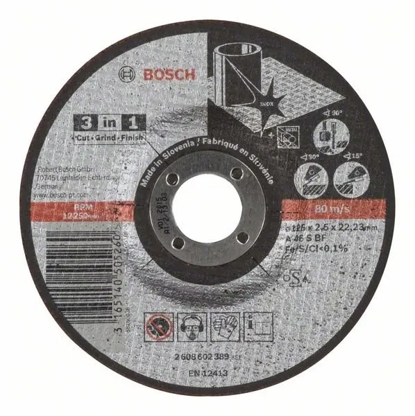 BOSCH Doorslijpschijf 3 in 1 A 46 S BF, 125 mm, 2,5 mm 2608602389