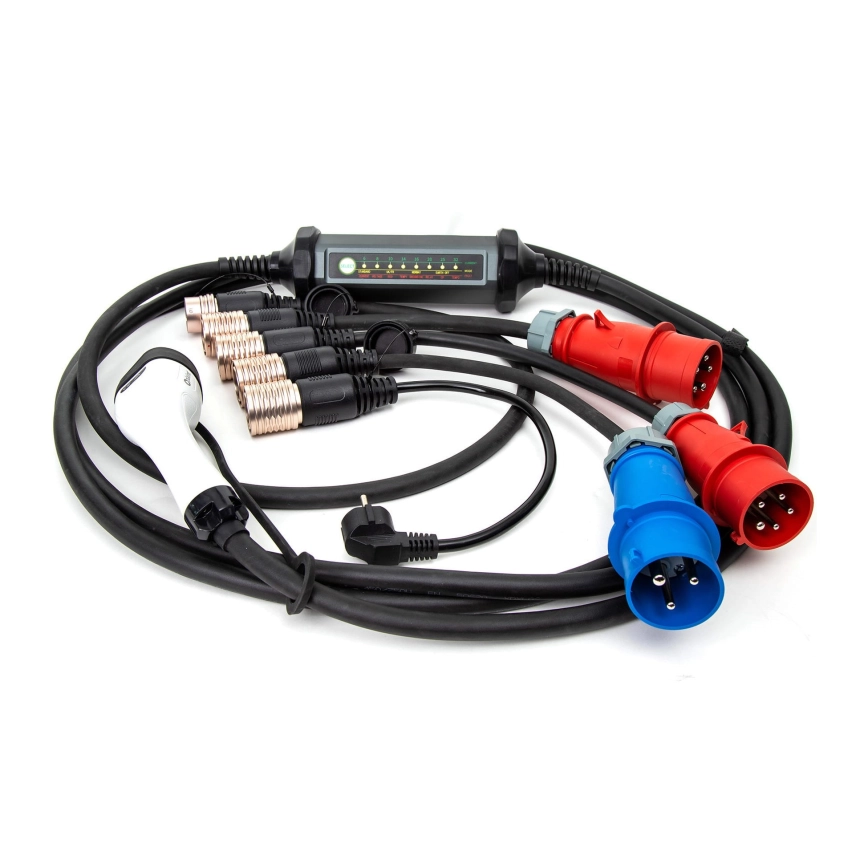 Draagbare oplader voor elektrische auto's met 4 adapters Type 2 32A/480V 22kW 7m IP67