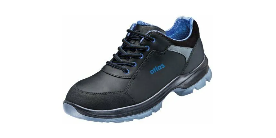 ESD LAGE SCHOEN ALUTEC 560 2.0, S2, GLAD LEER, UNISEX, ZWART/KONINGSBLAUW, MAAT 40