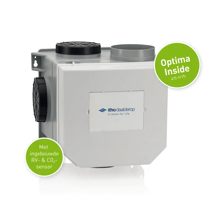 Itho centrale afzuigunit / woonhuisventilator, type CVE S CO², pakket Optima inside, CVE HP met RV