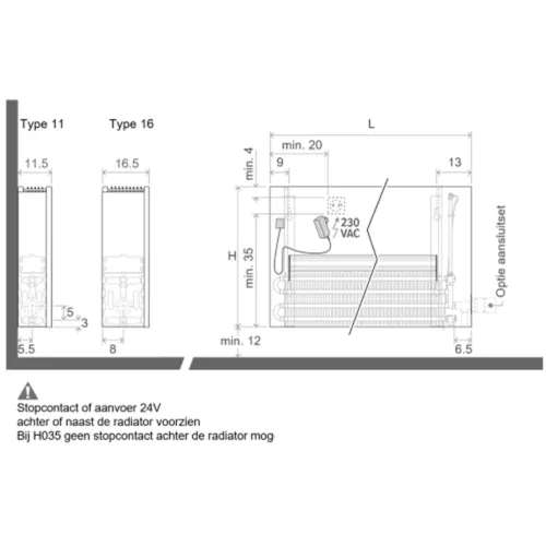 Jaga Strada Hybrid convector type 15 wand H65 L240 grijsACO 4902W