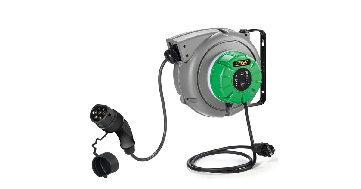 KABELHASPEL ELEKTRISCHE VOERTUIGEN MET WALL BOX EN WIFI 5 M 3G2,5 MM² + 1X0,5 MM²  INPUT TYPE 1 ZECA