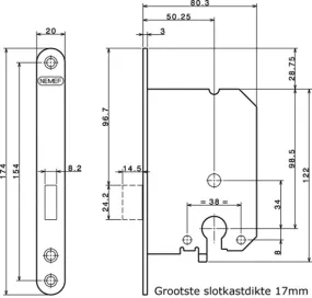 KASTSLOT PROFIELCILINDER RVS 1258/87 4T