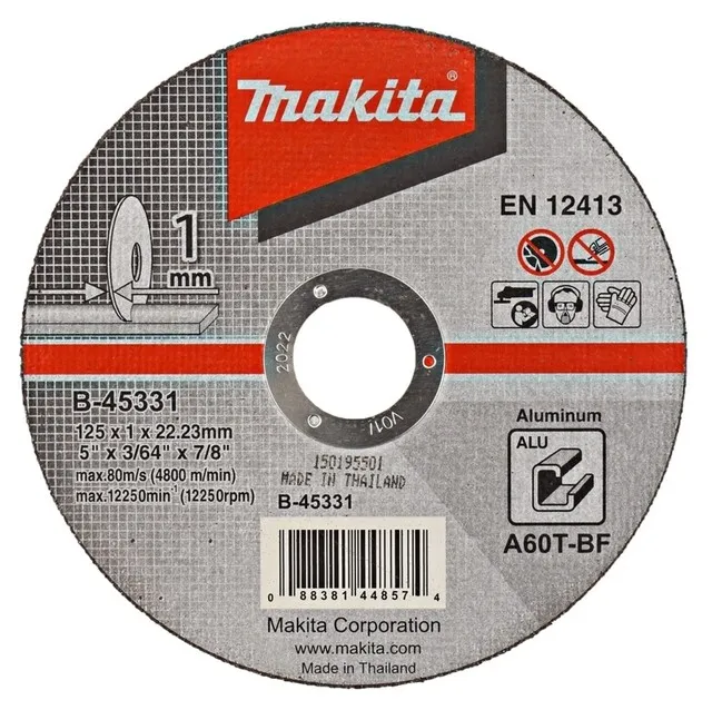 MAKITA DOORSLIJPSCHIJF 125X1,0MM ALU B45331