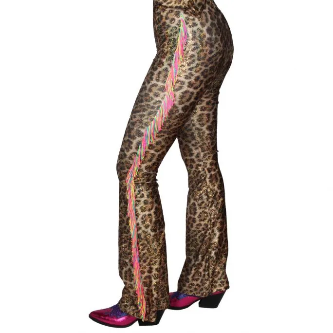 Panter Flare Broek Neon Franje