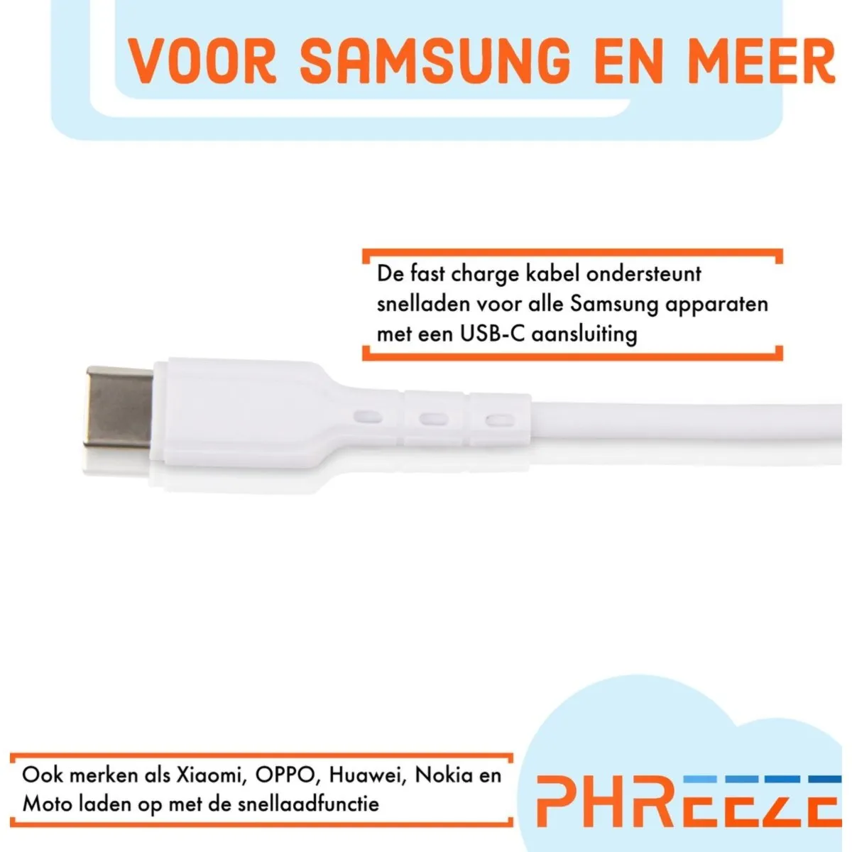PHREEZE 4X USBC NAAR USBA KABEL 3.0 (2 METER)   OPLAADKABEL  LAADSNOER  TYPE C  DATEEN LAADKABEL  SNELLADER