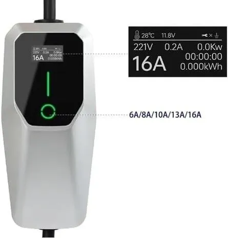 PREMIUM INSTELBARE MOBIELE LADER/LAADKABEL STOPCONTACT TYPE 2 1FASE 6A16A 1,3KW3,6KW 4 METER VOOR CITROEN EC4