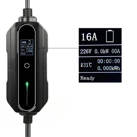 PREMIUM INSTELBARE MOBIELE LADER/LAADKABEL STOPCONTACT TYPE 2 1FASE 6A16A 1,3KW3,6KW VOOR SUZUKI ACROSS