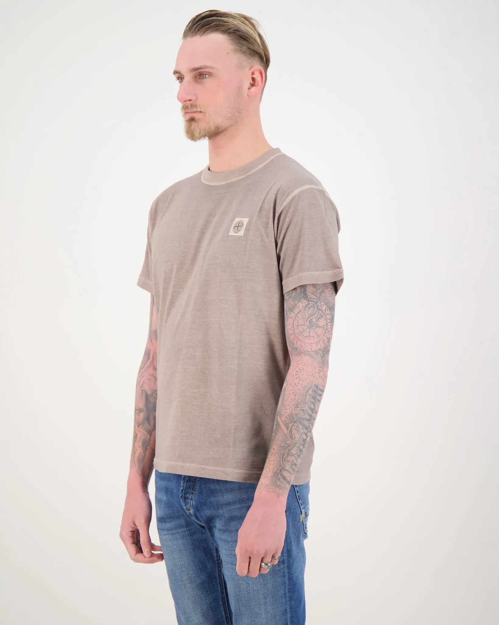 STONE ISLAND 23757 WASHED BASIC TSHIRT GRIJS