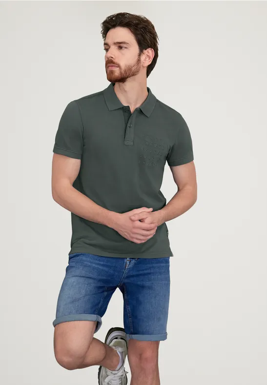 Street One MEN Poloshirt met wording-print
