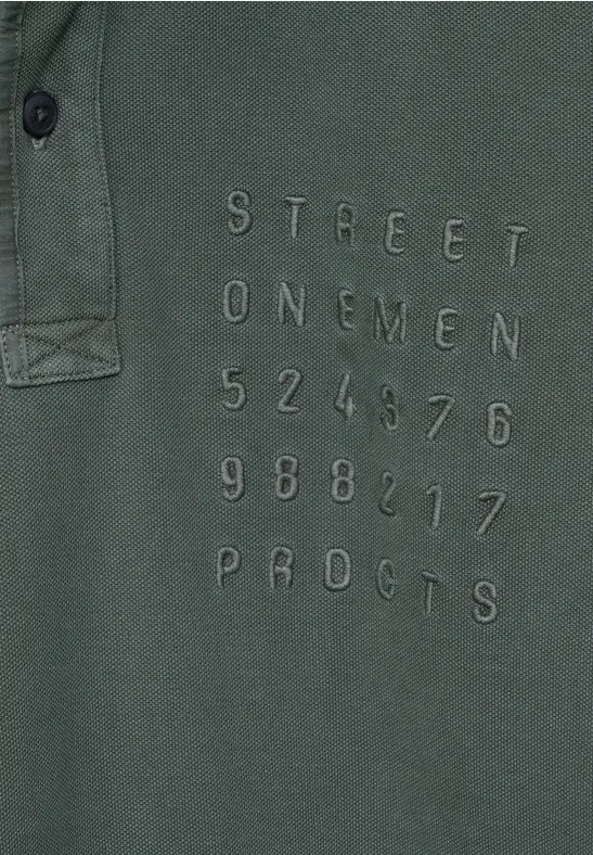 STREET ONE MEN POLOSHIRT MET WORDINGPRINT