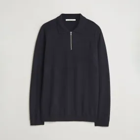 Thompson Merino Half-Zip Polo Navy