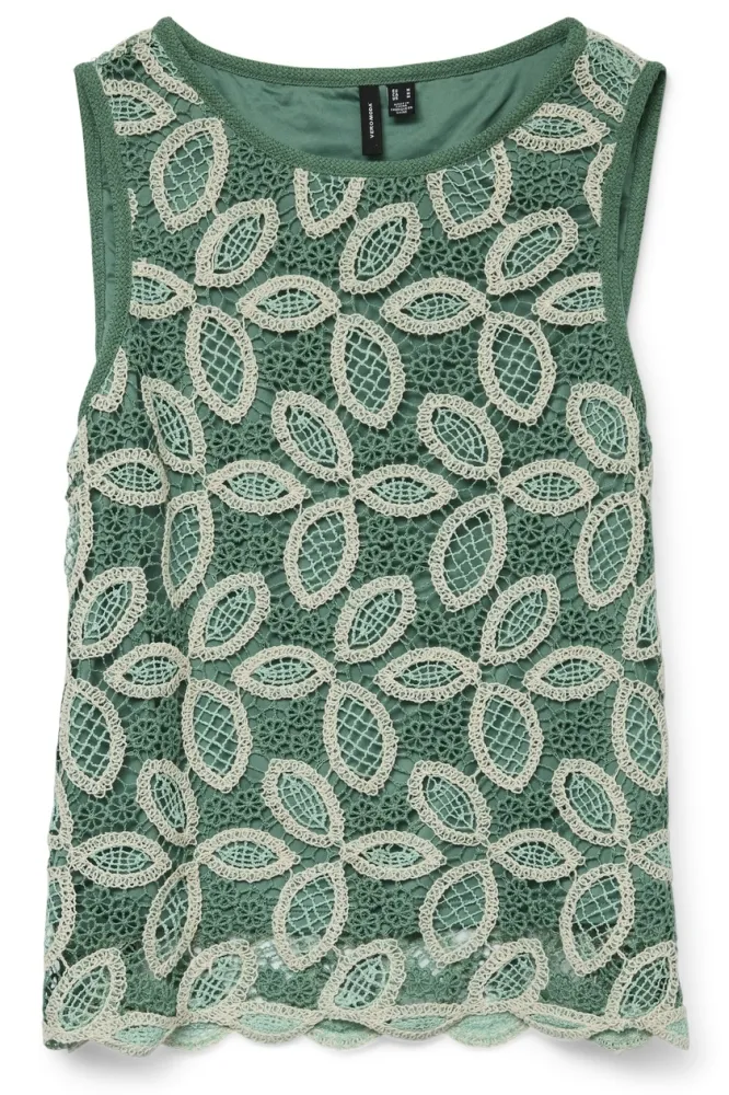 VMEIVISA S/L CROCHET SHORT TOP WVN 10323331 Birch/BLUE/GREEN