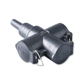 Volrubber driewegkoppelcontacstop 16A | 250V~ 2 polig met randaarde (conform NEN 1020 en DIN 49440/441) | type 802 | 104461